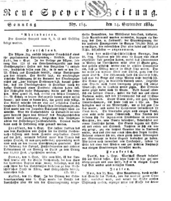 Neue Speyerer Zeitung Sonntag 14. September 1834