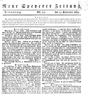 Neue Speyerer Zeitung Dienstag 23. September 1834