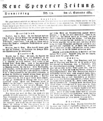 Neue Speyerer Zeitung Donnerstag 25. September 1834