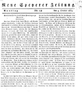 Neue Speyerer Zeitung Samstag 4. Oktober 1834