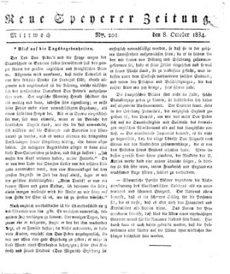 Neue Speyerer Zeitung Mittwoch 8. Oktober 1834