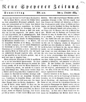 Neue Speyerer Zeitung Donnerstag 9. Oktober 1834