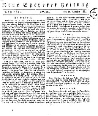 Neue Speyerer Zeitung Samstag 25. Oktober 1834