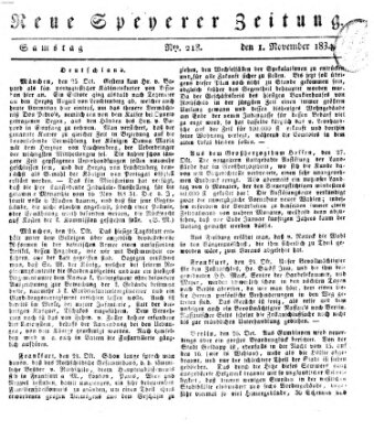 Neue Speyerer Zeitung Samstag 1. November 1834