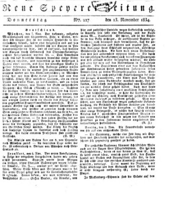 Neue Speyerer Zeitung Donnerstag 13. November 1834