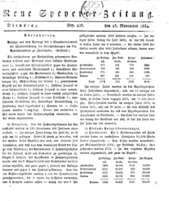 Neue Speyerer Zeitung Dienstag 25. November 1834