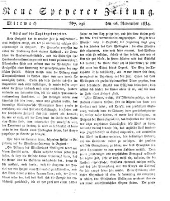 Neue Speyerer Zeitung Mittwoch 26. November 1834