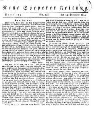 Neue Speyerer Zeitung Samstag 13. Dezember 1834