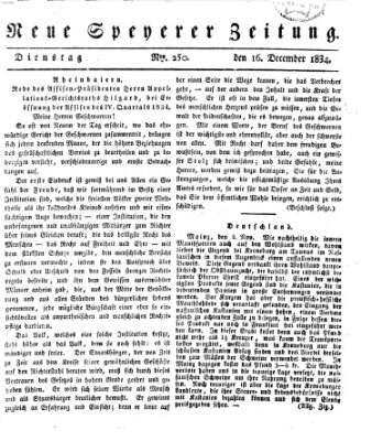 Neue Speyerer Zeitung Dienstag 16. Dezember 1834