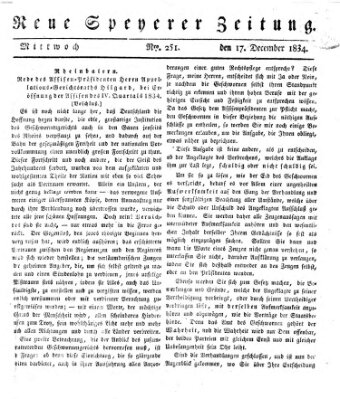 Neue Speyerer Zeitung Mittwoch 17. Dezember 1834