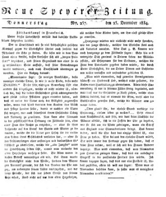 Neue Speyerer Zeitung Donnerstag 25. Dezember 1834