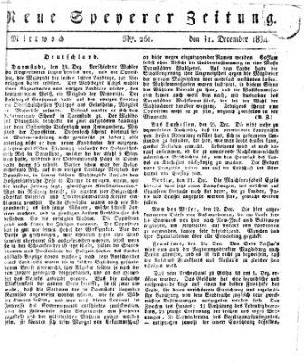 Neue Speyerer Zeitung Mittwoch 31. Dezember 1834