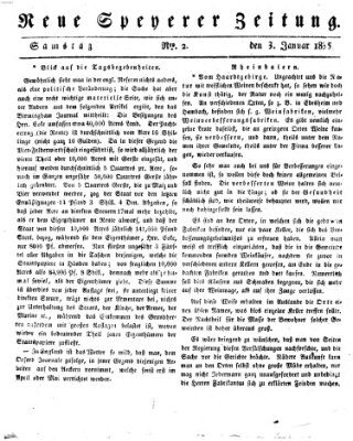 Neue Speyerer Zeitung Samstag 3. Januar 1835