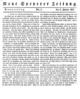 Neue Speyerer Zeitung Donnerstag 8. Januar 1835