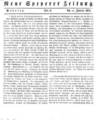 Neue Speyerer Zeitung Sonntag 11. Januar 1835