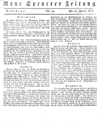 Neue Speyerer Zeitung Dienstag 20. Januar 1835