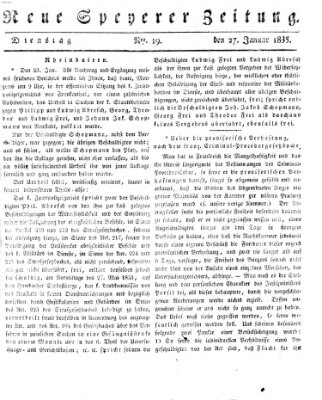 Neue Speyerer Zeitung Dienstag 27. Januar 1835