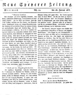 Neue Speyerer Zeitung Mittwoch 28. Januar 1835