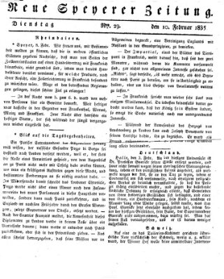 Neue Speyerer Zeitung Dienstag 10. Februar 1835