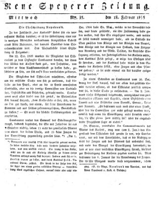 Neue Speyerer Zeitung Mittwoch 18. Februar 1835