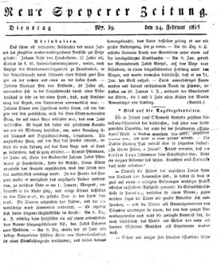 Neue Speyerer Zeitung Dienstag 24. Februar 1835