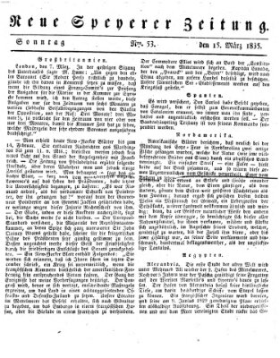 Neue Speyerer Zeitung Sonntag 15. März 1835