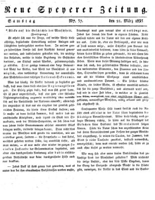 Neue Speyerer Zeitung Samstag 21. März 1835