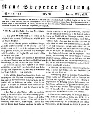 Neue Speyerer Zeitung Sonntag 22. März 1835