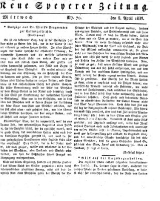 Neue Speyerer Zeitung Mittwoch 8. April 1835