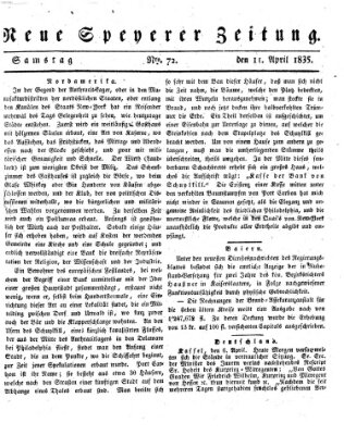 Neue Speyerer Zeitung Samstag 11. April 1835