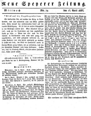 Neue Speyerer Zeitung Mittwoch 15. April 1835