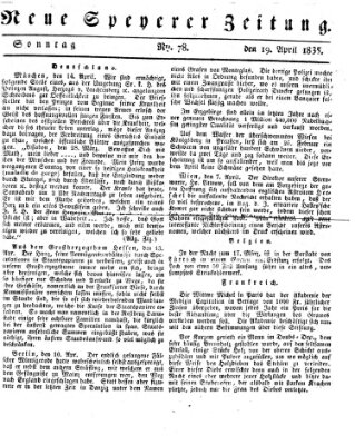 Neue Speyerer Zeitung Sonntag 19. April 1835