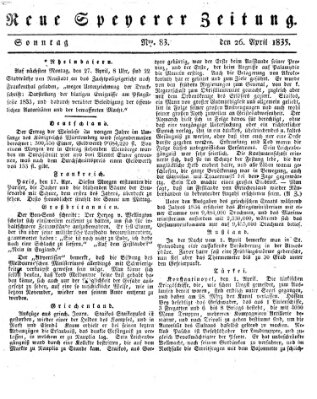 Neue Speyerer Zeitung Sonntag 26. April 1835