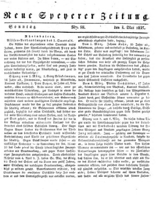 Neue Speyerer Zeitung Sonntag 3. Mai 1835