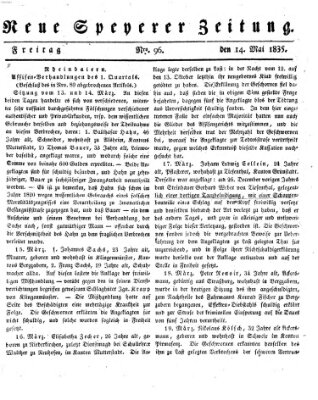 Neue Speyerer Zeitung Donnerstag 14. Mai 1835