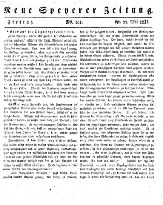 Neue Speyerer Zeitung Freitag 22. Mai 1835