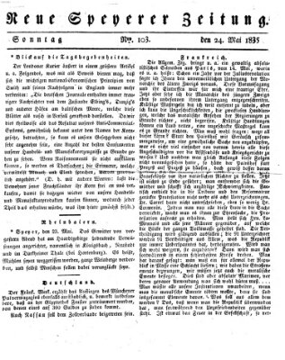 Neue Speyerer Zeitung Sonntag 24. Mai 1835