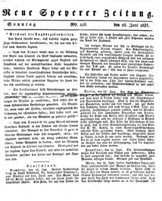 Neue Speyerer Zeitung Sonntag 28. Juni 1835