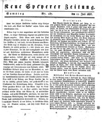 Neue Speyerer Zeitung Samstag 11. Juli 1835