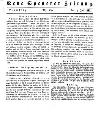 Neue Speyerer Zeitung Dienstag 14. Juli 1835