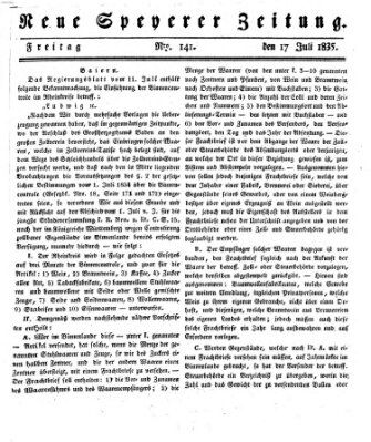 Neue Speyerer Zeitung Freitag 17. Juli 1835