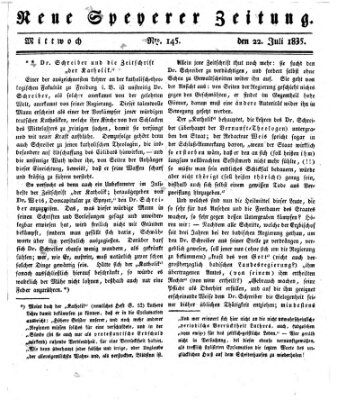 Neue Speyerer Zeitung Mittwoch 22. Juli 1835