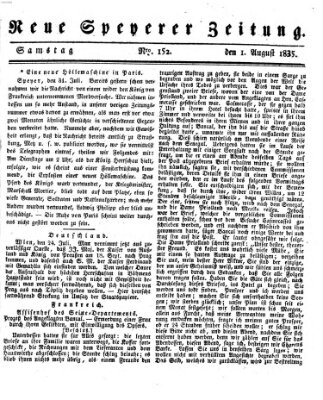 Neue Speyerer Zeitung Samstag 1. August 1835