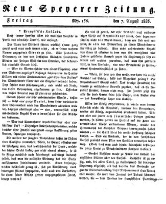 Neue Speyerer Zeitung Freitag 7. August 1835