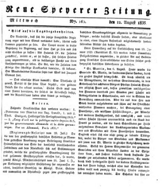 Neue Speyerer Zeitung Mittwoch 12. August 1835