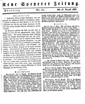 Neue Speyerer Zeitung Dienstag 18. August 1835