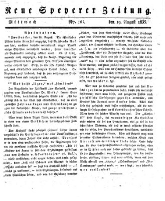 Neue Speyerer Zeitung Mittwoch 19. August 1835