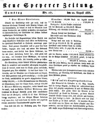 Neue Speyerer Zeitung Samstag 22. August 1835