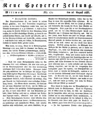 Neue Speyerer Zeitung Mittwoch 26. August 1835