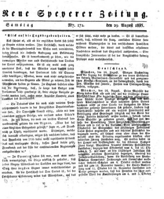 Neue Speyerer Zeitung Samstag 29. August 1835